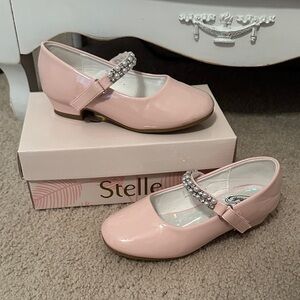 Elle Blush Pink Kids Dress Shoes with Sparkling Strap